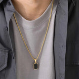 Men's Geometric Pendant Double Layer Necklace
