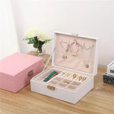 Double-Layer Leather Jewelry Box Wooden Case Princess Display