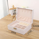 Double-Layer Leather Jewelry Box Wooden Case Princess Display