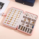 Double-Layer Portable Jewelry Box Organizer Display Travel Zipper Case