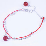 Red Agate Charm Bracelets 925 Silver Jewelry Women Girls Wedding