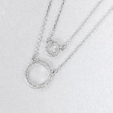 Double Layer S925 Silver Necklace Women Zircon Pendant Circle Rainbow