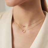 Double Layer S925 Silver Necklace Women Zircon Pendant Circle Rainbow
