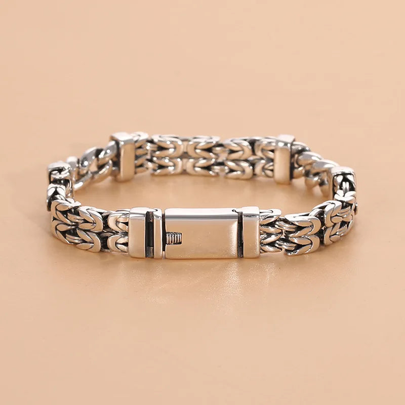 Double Layer Safety Grain Bracelet Thai Silver Retro Personality
