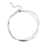 Double Layer Snake Bone Chain Bracelet 925 Sterling Silver Jewelry