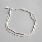 Double Layer Snake Bone Chain Bracelet 925 Sterling Silver Jewelry