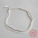 Double Layer Snake Bone Chain Bracelet 925 Sterling Silver Jewelry