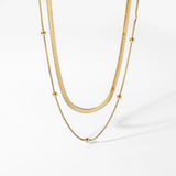 Double Layer Snake Chain Bead Chain Necklace For Women