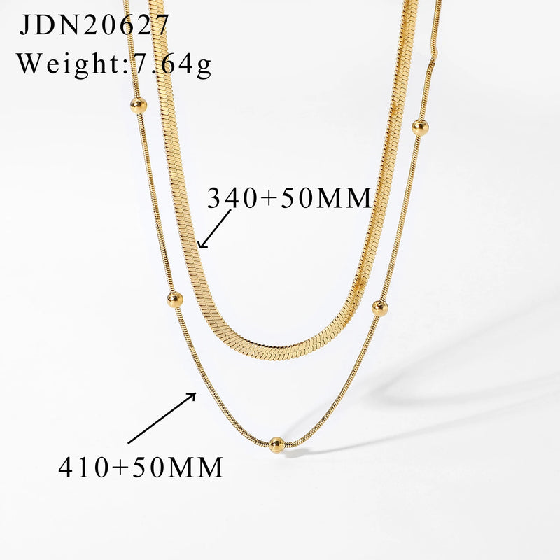 Double Layer Snake Chain Bead Chain Necklace For Women