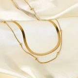 Double Layer Snake Chain Bead Chain Necklace For Women