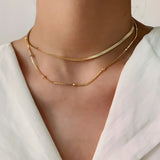 Double Layer Snake Chain Bead Chain Necklace For Women