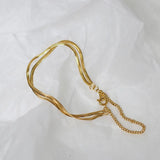 Double Layer Snake Chain Stainless Steel Bracelet 18K Plated