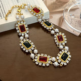 Exaggerated Double Layer Crystal Necklace for Women