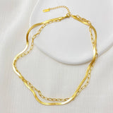 Double Layer Stainless Steel Chain Necklace Women Pendant Hiphop Punk Collares