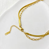 Double Layer Stainless Steel Chain Necklace Women Pendant Hiphop Punk Collares