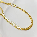 Double Layer Stainless Steel Chain Necklace Women Pendant Hiphop Punk Collares