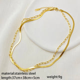 Double Layer Stainless Steel Chain Necklace Women Pendant Hiphop Punk Collares