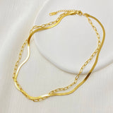 Double Layer Stainless Steel Chain Necklace Women Pendant Hiphop Punk Collares