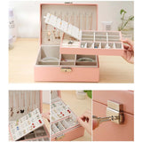 Double Layer Jewelry Box Ring Organizer Earring Showcase Velvet Gift Boxes