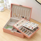 Double Layer Jewelry Box Ring Organizer Earring Showcase Velvet Gift Boxes