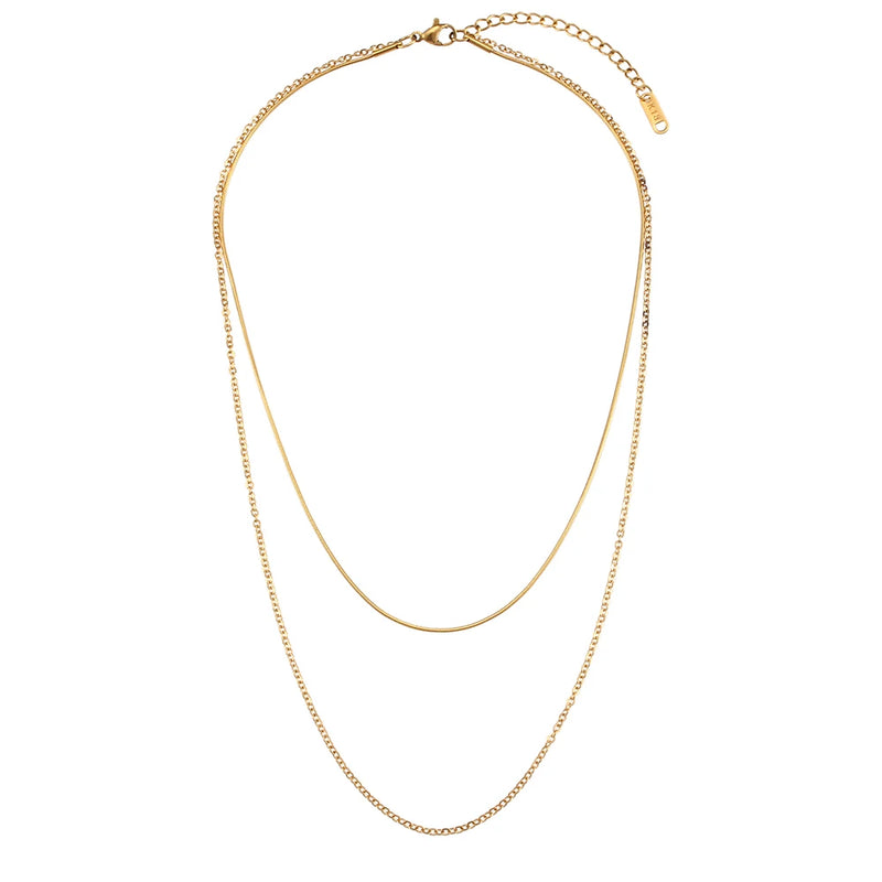 Double Layer Snake Chain Stitching Ins Necklace