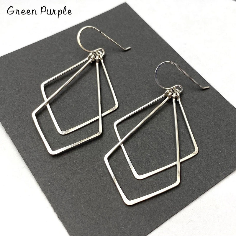 925 Silver Filled Triangle Drop Earrings for Women