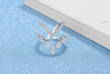 Delicate Double Layer V-shape Moissanite Ring Sterling Silver