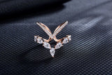 Delicate Double Layer V-shape Moissanite Ring Sterling Silver