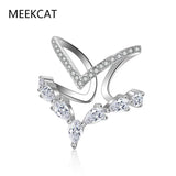 Delicate Double Layer V-shape Moissanite Ring Sterling Silver