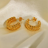 Double Layer C Shape Earrings 18k Plated Stainless Steel