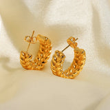Double Layer C Shape Earrings 18k Plated Stainless Steel