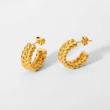 Double Layer C Shape Earrings 18k Plated Stainless Steel