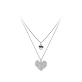 Double Layerd Chain Necklace Love Heart Pendant 925 Silver Deliveries Kpop Style