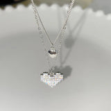 Double Layerd Chain Necklace Love Heart Pendant 925 Silver Deliveries Kpop Style