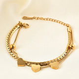 Double Layered Love Heart Bracelet Stainless Steel Charm Jewelry