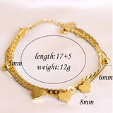 Double Layered Love Heart Bracelet Stainless Steel Charm Jewelry