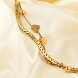 Double Layered Love Heart Bracelet Stainless Steel Charm Jewelry