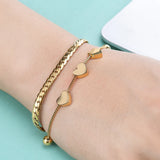 Double Layered Love Heart Bracelet Stainless Steel Charm Jewelry