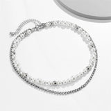 Double Layered Men's Clavicle Chain Pearl Rhinestone Necklace