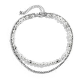 Double Layered Men's Clavicle Chain Pearl Rhinestone Necklace
