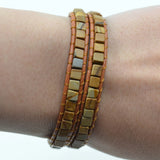 Double Layered Stone Wrap Bracelet Boho Ethnic Jewelry