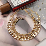 Thick Cuban Chain Bracelet Exaggerated Charm Bangles for Women