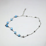 925 Silver Chain Bracelet with Rose Quartz Aquamarine Beads