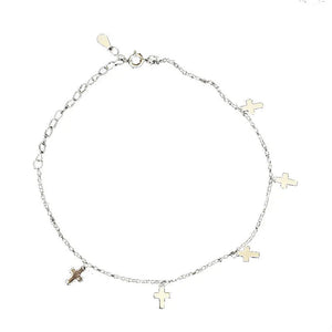 Double Layers Circle Chain Ankle with CZ Zircon Stone 925 Sterling Silver