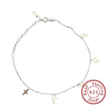 Double Layers Circle Chain Ankle with CZ Zircon Stone 925 Sterling Silver