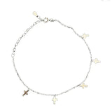 Double Layers Circle Chain Ankle with CZ Zircon Stone 925 Sterling Silver
