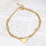 Heart Charm Anklet Silver Stainless Steel Foot Ankle Bracelet