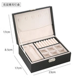 Double Layers Jewelry Box Storage Box With Lock PU Leather Organizer