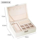 Double Layers Jewelry Box Storage Box With Lock PU Leather Organizer