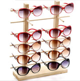 Double Layers Wood Sunglasses Case Jewelry Organizer